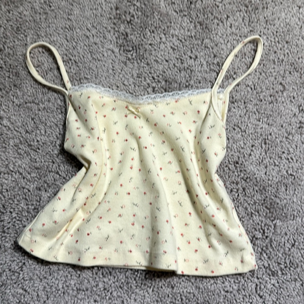 floral yellow coquette top